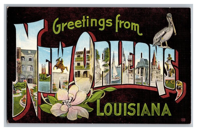 Postcard LA Greetings From NEW ORLEANS Louisiana LARGE Letter Card 