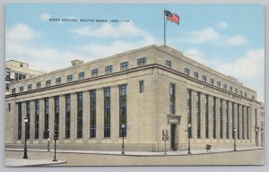 Linen~US Post Office South Bend Indiana~Vintage Postcard