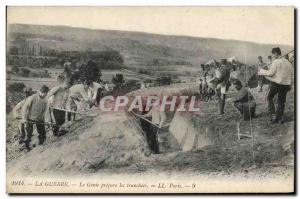 Old Postcard Army Genie prepared the trenches