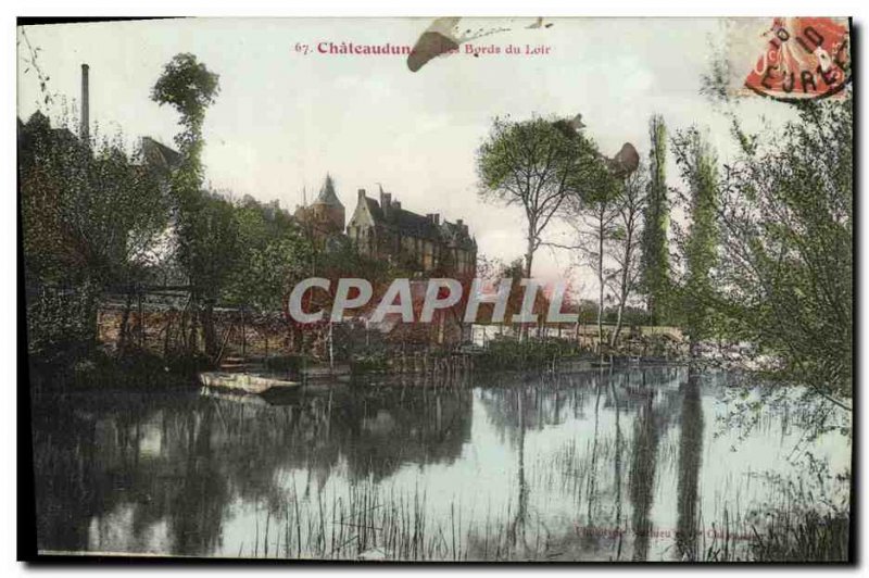 Old Postcard The Banks of the Loir Chateaudun