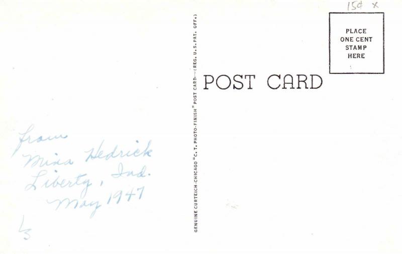 First Methodist Espicopal Church, Connersville IN c1947 Vintage Postcard F11