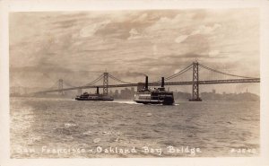 Steamer Ferries San Francisco Oakland Bridge California 50s Real Photo postcard