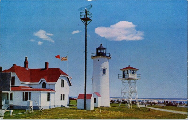 Chatham Light Cape Cod Massachusetts Lighthouse Atlantic Ocean Postcard UNP Vtg 