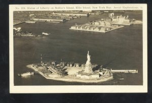 RPPC NEW YORK CITY STATUE OF LIBERTY AERIAL VIEW VINTAGE REAL PHOTO POSTCARD
