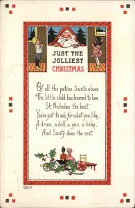 Christmas Santa Claus Children Poem Gilt Embossed Bergman c1900s-20s Postcard