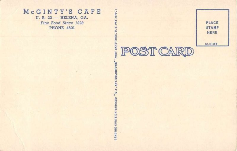 Helena Georgia McGinty's Cafe Coke Sign Linen Postcard AA30183