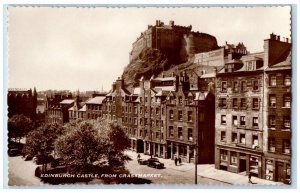 Scotland Postcard Edinburgh Castle from Grassmarket c1940's RPPC Photo