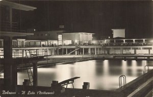 BOLZANO BOZEN ITALY-IL LIDO NOTTURNA-NIGHT VIEW~1940s PHOTO POSTCARD