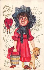 VALENTINE'S DAY Love Holiday Postcard 1911 Louisville Ky LAMB Humanized Heart447