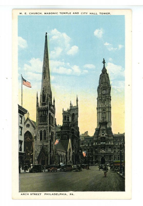 PA - Philadelphia. M.E. Church, Masonic Temple, City Hall, Arnch Street