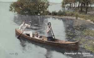 Canada Canoeing at the Island Toronto Boat Postcard