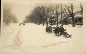 Sledding Toboggan Monticello NY Cameo c1920 Real Photo Postcard