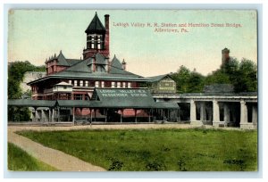 Lehigh Valley R.R Station Hamilton Street Bridge Allentown Pennsylvania Postcard 