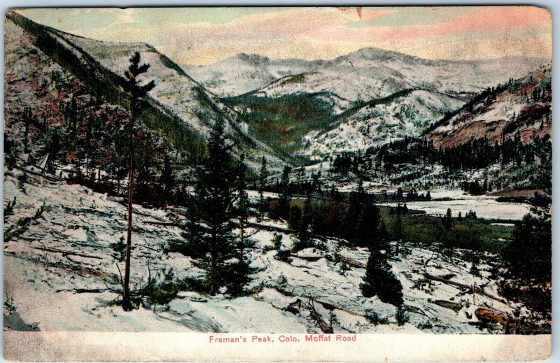 c1910s Freeman's Peak, Colo. Moffat Road Postcard Winter Freman County CO A73