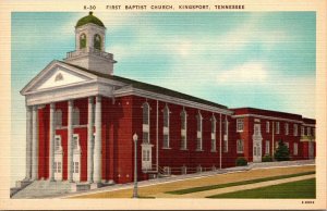 First Baptist Church Kingsport TN Tennessee Linen Postcard VTG UNP Asheville 