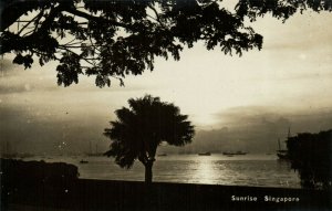 PC CPA SINGAPORE, SUNRISE, Vintage REAL PHOTO Postcard (b19708)