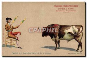 Old Postcard Bullfight Bullfight banderillas Laying a chair Sadoul & Rossi