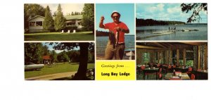 Long Bay Lodge, Spring Bay, Ontario, Vintage Advertising Postcard, Fishing