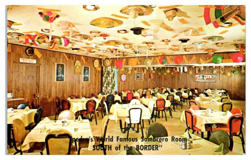 Pedro's Sombrero Room, South of the Border, SC Postcard *5F19