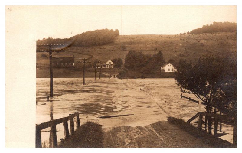 New York Franklinville , Flooded Road , RPC    