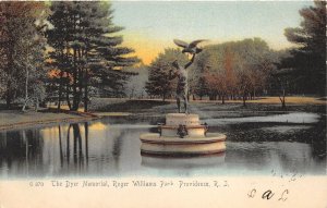 Providence Rhode Island~Roger Williams Park-Dyer Memorial in Pond~1906 Rotograph