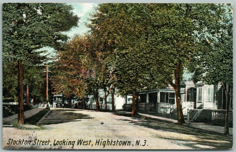 HIGHTSTOWN NJ STOCKTON STREET LOOKING WEST ANTIQUE POSTCARD