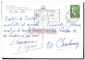 Postcard Moderne Menton View Generlae New Port Vue Prize of La Frontiere Ital...