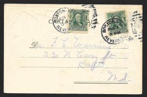 ROMANIA Stamps on Postcard Embossed Shield Used c1906