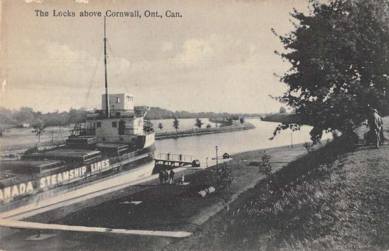 Cornwall Ontario Canada Boat Locks Canada Steamship Lines Postcard AA49252