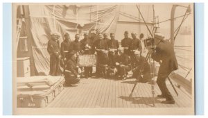 USS Pittsburgh Sailors After Target Practice Photographer RPPC Photo Postcard 