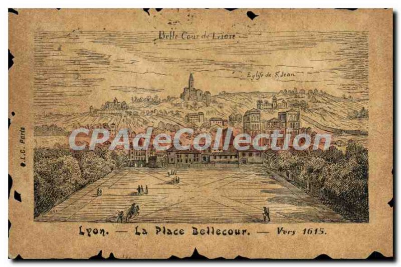 Old Postcard Lyon Place Bellecour Towards 1615