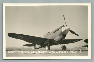 LANGLEY FIELD VA SPEEDY CURTISS PURSUIT SHIP VINTAGE REAL PHOTO POSTCARD RPPC