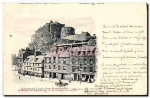 Old Postcard Edinburgh Castle From Grassmarket