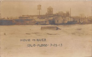 J48/ Columbus Ohio RPPC Postcard c1913 Flood Disaster House In River 260