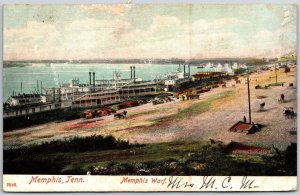 1907 Memphis Wharf Memphis Tennessee TN Boats and Ships Posted Postcard