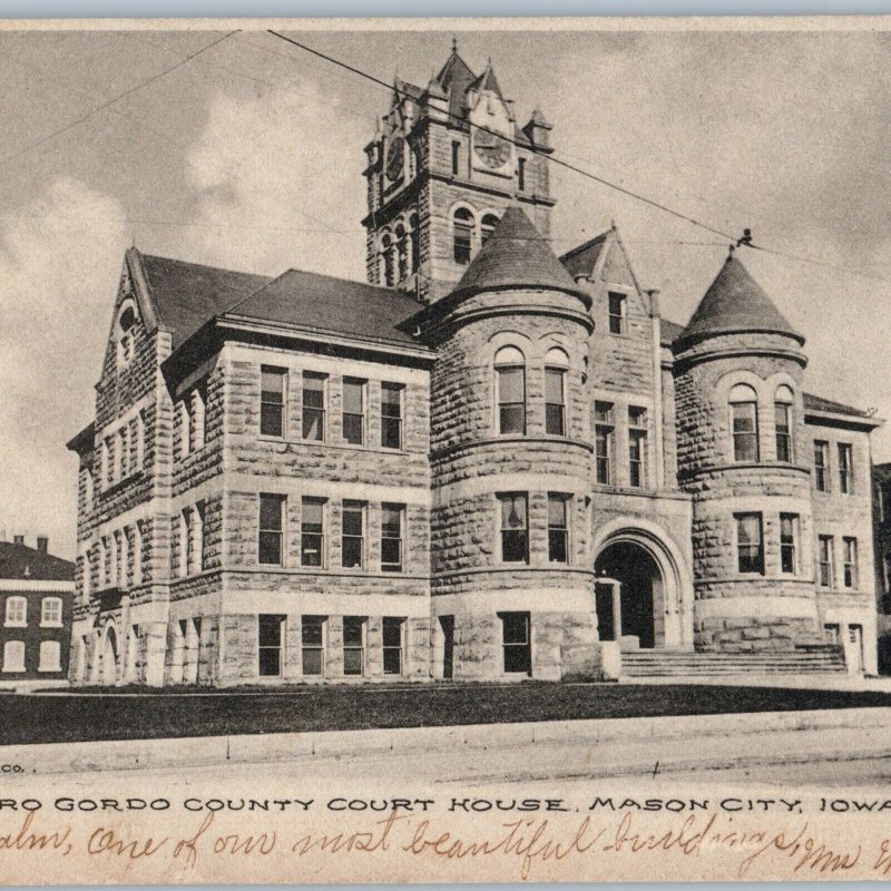 c1900s UDB Mason City, IA Cerro Gorodo County Court House Chas E Mann Nice A189