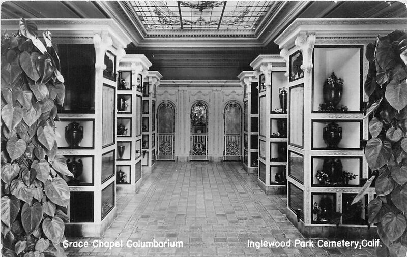 Grace Chapel Columbarium Inglewood Cemetery California 1950s RPPC Postcard 9093