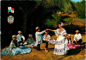 VINTAGE CONTINENTAL SIZE POSTCARD TZYPICAL DANCE FORMATION PANAMA 1970s