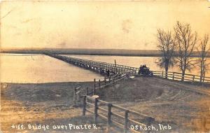 Oshkosh NE Bridge over The Platte River Old Car RPPC Postcard