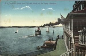 Bermuda - Steamer SS Corona Leaving Princess Hotel c1910 Postcard