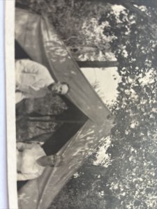 RPPC Postcard Couple Camping Sitting in Front of Tent & Trees