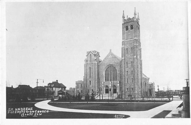 Moose Jaw Canada St Andrews Presbyterian Church Real Photo Postcard AA56074