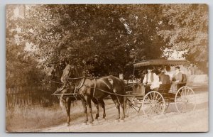 RPPC Edwardian Ladies In Surrey Carriage Beautiful Horses Photo Postcard T21