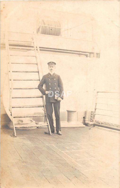 B53/ Hoboken New Jersey NJ Real Photo RPPC Postcard 1908 Foreign Ship Officer 2