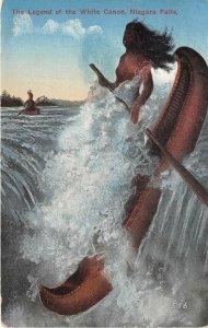 Lot128 the legend of the white canoe niagarra falls postcard usa canada