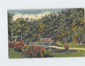 Postcard An Exotic Array of Palms and Flowers in Florida