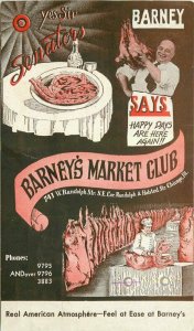 Barney's Market Club Restaurant Chicago Illinois 1949 Postcard Interior 6497