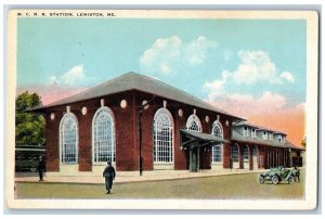 Lewiston Maine ME Postcard MCRR Station Exterior Building c1920 Vintage Antique