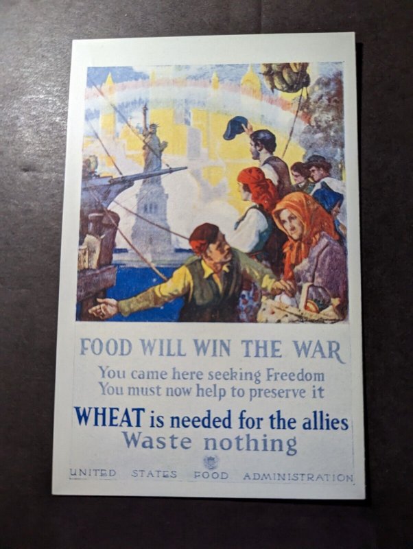 Mint France WWI Postcard Food Will Win the War Waste Nothing Wheat is Needed