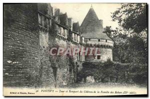 Old Postcard Pontivy Tower and Chateau du Rempart Family Rohan